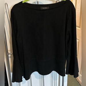 Faux suede bell sleeve top